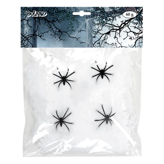 Valkoinen Hämähäkinverkko 60 g, 4 hämähäkillä