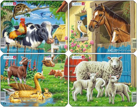 Maatilan Eläimet Lasten Palapeli, 4 erilaista | Larsen