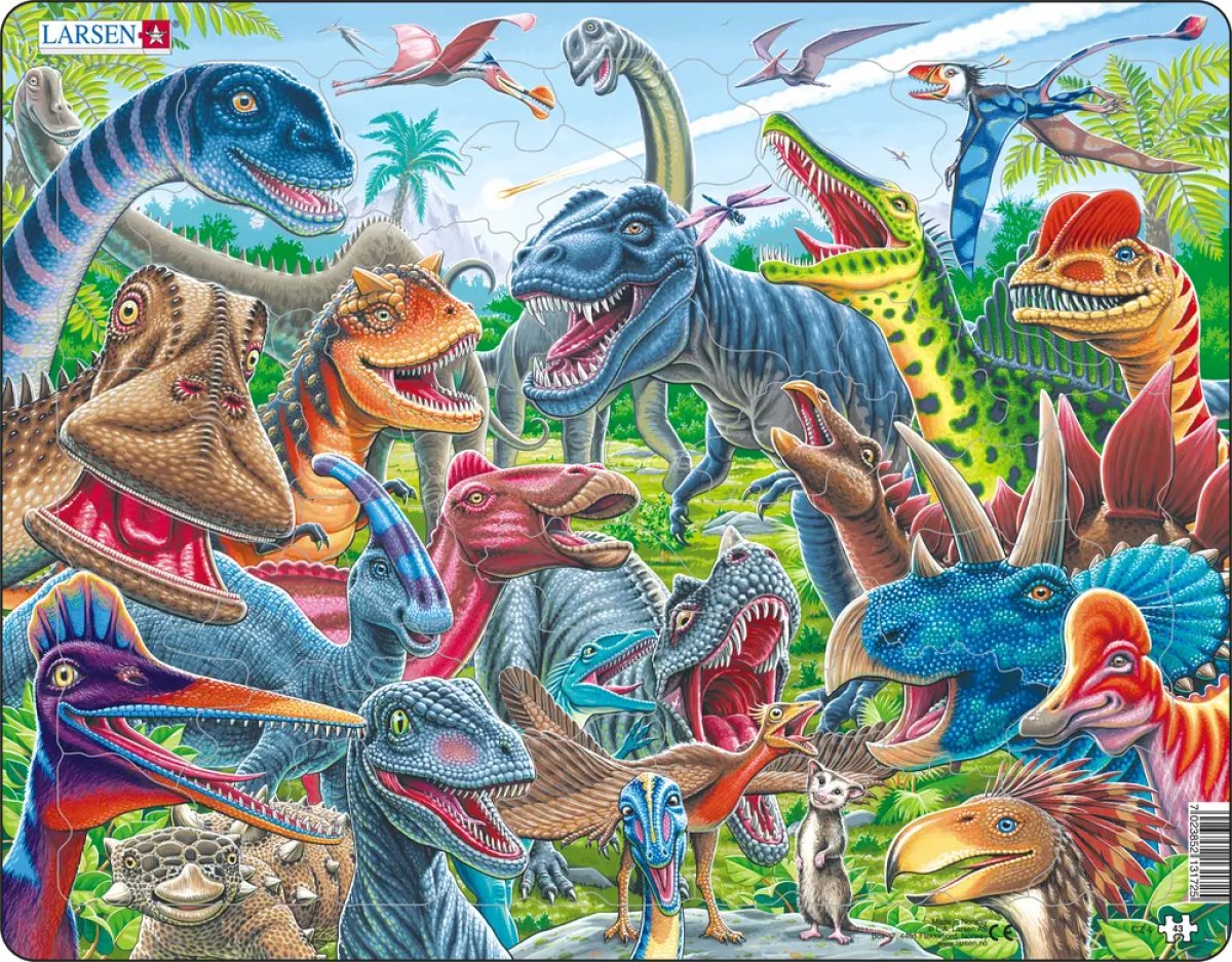 Lasten Kehyspalapeli Cheerful Dinosaurs (Maxi) | Larsen