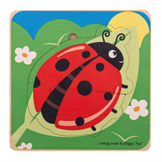 Elämänkaari kerrospalapeli puinen Leppäkerttu - Lifecycle Layer Puzzle Ladybug